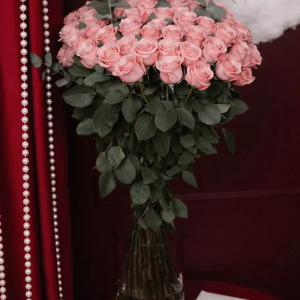 Buchet de 51 trandafiri roz, 80 cm