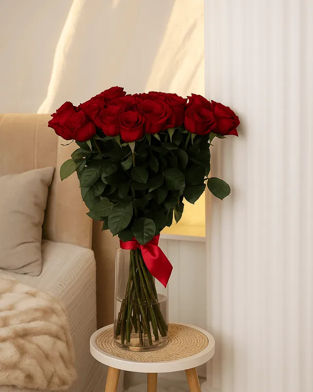 Buchet de 51 trandafiri roșii, 80 cm