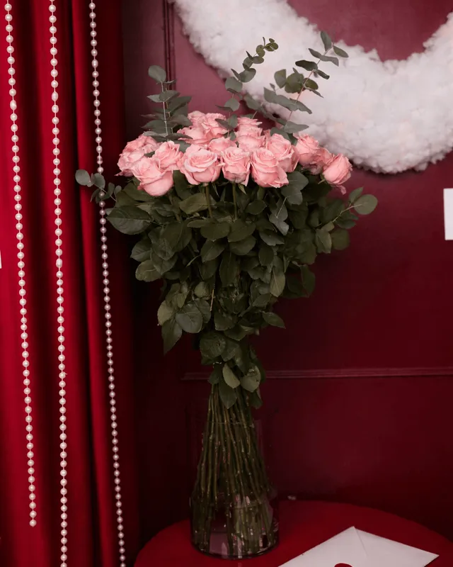 Buchet de 21 trandafiri roz, 80 cm